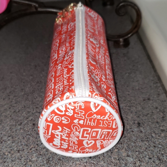 Rare Coach Poppy Logo Makeup Brush/Pencil Barrel Zip Case - Picture 4 of 6